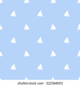 Nautical pattern with small sailing boats in the background. Texture for web, print, Wallpaper, home decor, spring summer fashion fabric, textile, invitation or website background. Sea set.