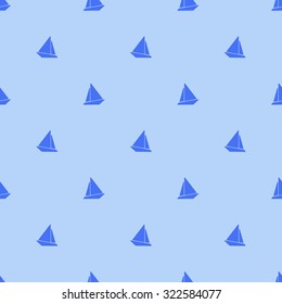 Nautical pattern with small sailing boats in the background. Texture for web, print, Wallpaper, home decor, spring summer fashion fabric, textile, invitation or website background. Sea set.