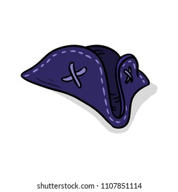 Nautical pirate hat vector isolated icon illustration. Triangle captain sailor sea hat image