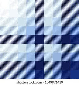 Nautical plaid pattern in blue, navy, indigo and white. All over fabric texture repeat.