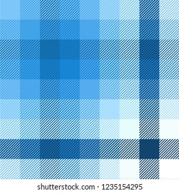 Nautical plaid pattern in navy, pastel blue, azure and white.