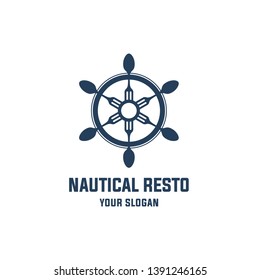 nautical restaurant flat blue logo 