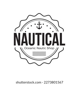 Nautical retro emblem in hipster style. Black color logo retro vintage nautical label emblem logo template. Nautical emblems for t-shirt, boat emblems, sea, ocean travel business. Marine label