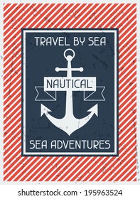 Nautical. Retro Poster In Flat Design Style.