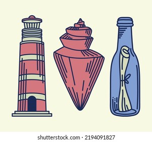 nautical retro set of icons