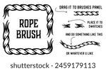 Nautical rope brush for graphic design, featuring instructions on dragging it into the brushes panel and applying it to swatches for creative projects.