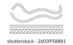 Nautical rope brushes set. Seamless pattern. Yacht style design. Nautical Rope Brushes Set with Seamless Pattern. Yacht and Marine Style Design