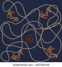 nautical rope design linens towel