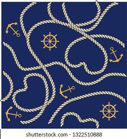nautical rope design marine sailor summer  sailor rope design fashion rope design Seamless Rope Pattern Design