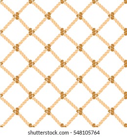 Nautical Rope Knot Background Pattern on a Light. Vector illustration