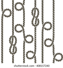 Nautical rope and knot seamless vector pattern. Repetition seamless pattern rope, design rope, strong nautical rope illustration