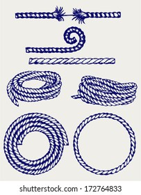 Nautical rope knots. Doodle style