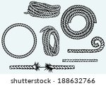 Nautical rope knots. Isolated on blue background