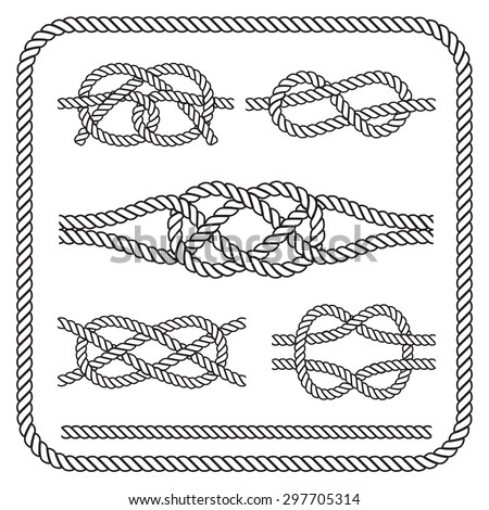 Nautical rope knots. Vector silhouettes