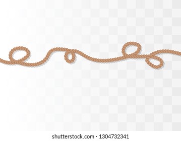 Nautical rope. Rope marine,cord round, string knot twisted . vector illustration