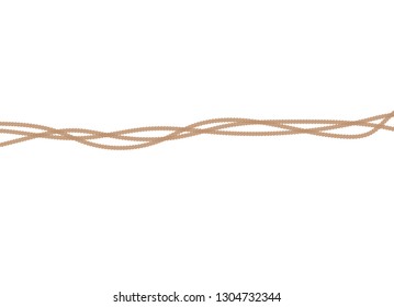 Nautical rope. Rope marine,cord round, string knot twisted . vector illustration