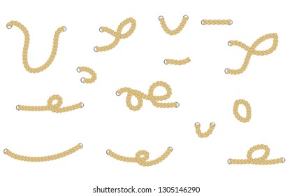 Nautical rope. Rope marine,cord round, string knot twisted . vector illustration