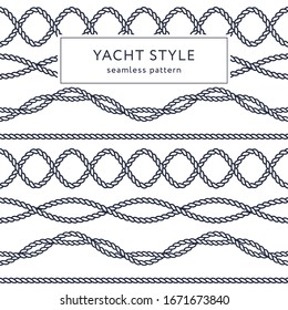 Nautical rope seamless pattern. Yacht style design. Vintage decorative background. Template for prints, wrapping paper, fabrics, covers, flyers, banners, posters and placards. Vector illustration. 