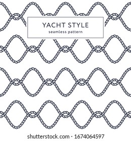 Nautical rope seamless pattern. Yacht style design. Vintage decorative background. Template for prints, wrapping paper, fabrics, covers, flyers, banners, posters and placards. Vector illustration. 
