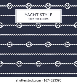 Nautical rope seamless pattern. Yacht style design. Vintage decorative background. Template for prints, wrapping paper, fabrics, covers, flyers, banners, posters and placards. Vector illustration. 