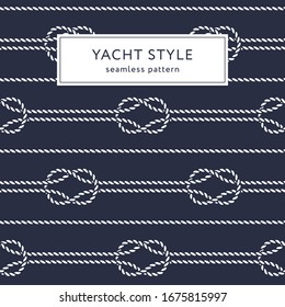 Nautical rope seamless pattern. Yacht style design. Vintage decorative background. Template for prints, wrapping paper, fabrics, covers, flyers, banners, posters and placards. Vector illustration. 