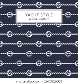 Nautical rope seamless pattern. Yacht style design. Vintage decorative background. Template for prints, wrapping paper, fabrics, covers, flyers, banners, posters and placards. Vector illustration. 