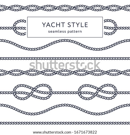 Nautical rope seamless pattern. Yacht style design. Vintage decorative background. Template for prints, wrapping paper, fabrics, covers, flyers, banners, posters and placards. Vector illustration. 