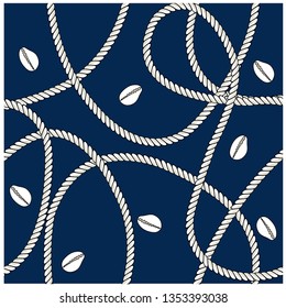 nautical rope and shell design for towel
