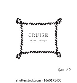 Nautical rope vector icon.Sea and ocean symbol black isolated element.Template for logo or branding.Sailor 
cruise, yacht club, business identity, menu, card design.
