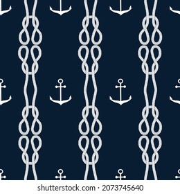 Nautical Ropes and Anchors Seamless Repeat Design