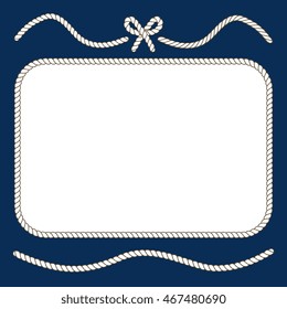 Nautical ropes and bow frame. Twisted cord design, vector illustration
