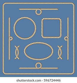 Nautical ropes vector frames set