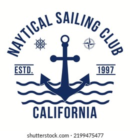 Nautical sailing club t-shirt vector print