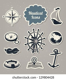 Nautical and sailing icons set