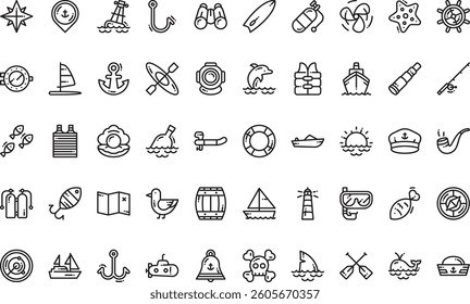 Nautical sailor icons High-Quality Vector Icons Collection with Editable Stroke. Ideal for Professional and Creative Projects