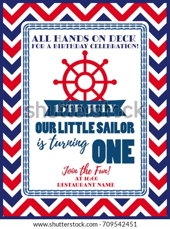 Nautical Sailor Theme Printable Baby Birthday 库存矢量图（免版税） 709542451 ...