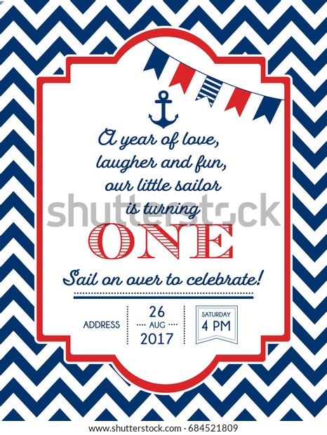 Image Vectorielle De Stock De Theme Marin Nautique Imprimable Fete D Anniversaire