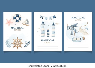 Nautical Sailor Watercolor Card Cover Template