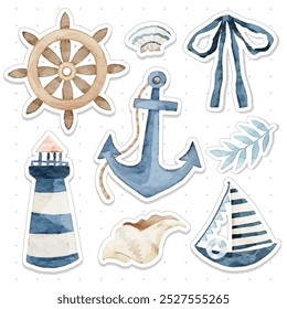 Nautical Sailor Watercolor Sticker Collection