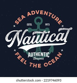 Náutica, Aventura Marítima - Diseño De Tee Vintage Para Impresión