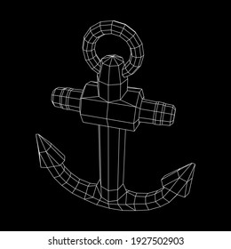 Nautical sea anchor for vessel ship. Wireframe low poly mesh vector illustration