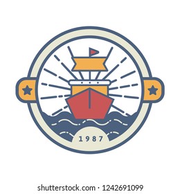Nautical Sea Badges With Flat Style