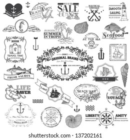 Nautical Sea Calligraphic Elements - for scrapbook and design in vector