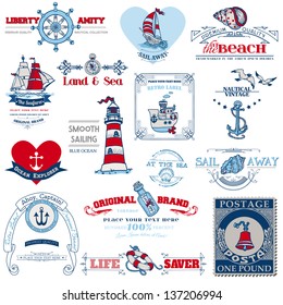 Nautical Sea Calligraphic Elements - for scrapbook and design in vector