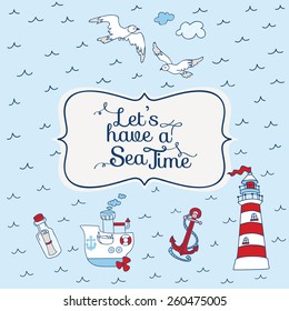 Nautical Sea Card - for scrapbook and design in vector