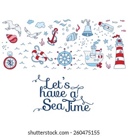 Nautical Sea Card - for scrapbook and design in vector