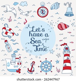 Nautical Sea Card - for scrapbook and design in vector