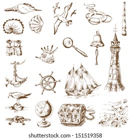 Nautical Sea Design Elements. For scrapbook in vector