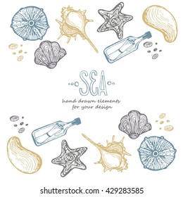 Nautical Sea Design Elements - for scrapbook and design in vector