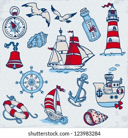 Nautical Sea Design Elements in vector